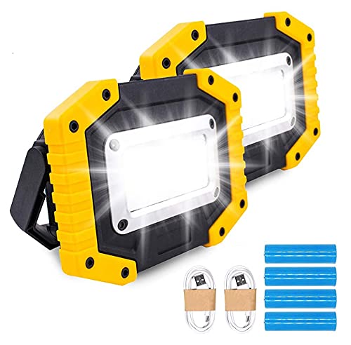 Trongle Luces LED Recargables de Trabajo, 30W, Luz de Seguridad con 3 Modos COB al Aire Libre, Luces de Camping con USB Impermeable para Garaje, Pesca, Senderismo, 2 Paquetes (Batería Incluida)