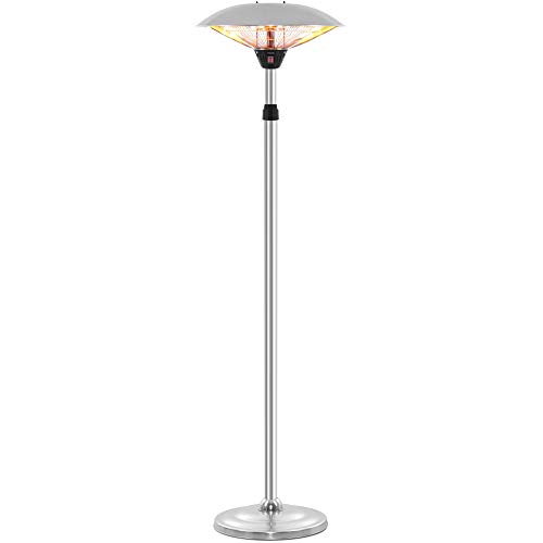 TROTEC Calefactor de pie de diseño Industrial IRS 2020, Infrarrojos, 2 Niveles de Calor:1.000 W / 2.000 W, Aluminio/Acero Inoxidable