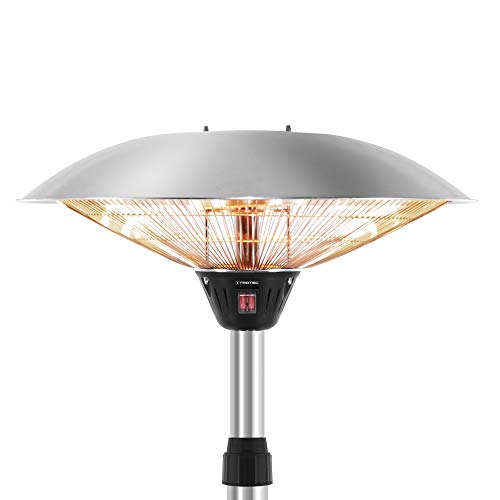 TROTEC Calefactor de pie de diseño Industrial IRS 2020, Infrarrojos, 2 Niveles de Calor:1.000 W / 2.000 W, Aluminio/Acero Inoxidable