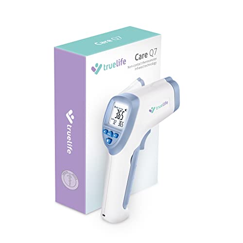 TrueLife Care Q7 Termómetro Médico Preciso Sin Contacto Por Infrarrojo Para Frente con Pantalla LCD Para Niños, Adultos, Leche y Comida | CE, RoHS, ISO, SÚKL aprobado