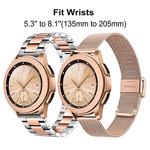 TRUMiRR Compatible con Galaxy Watch 42mm/Galaxy Watch Active/Gear Sport Correa de Reloj, 20mm Acero Inoxidable de Metal sólido Correa de Malla Banda de Reloj para Garmin Vivoactive 3/3 Music