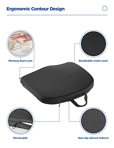 Tsumbay Cojin Coxis de Espuma Memoria Portátil，Cojín de Gel Cubierta de Malla Desmontable, cómoda, portátil y de Alta Elasticidad Cojines para sillas de Oficina, Coche, Sillas Gaming,Silla de Ruedas