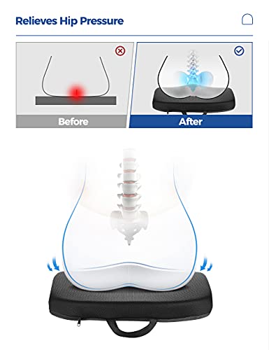 Tsumbay Cojin Coxis de Espuma Memoria Portátil，Cojín de Gel Cubierta de Malla Desmontable, cómoda, portátil y de Alta Elasticidad Cojines para sillas de Oficina, Coche, Sillas Gaming,Silla de Ruedas