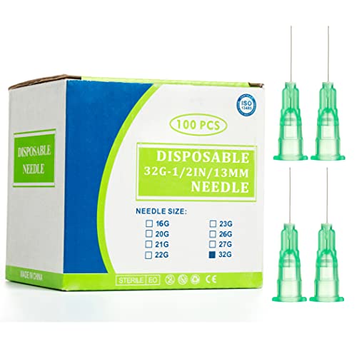 Tubo de acero inoxidable de 32 g x 13 mm, 100 unidades por paquete (13).