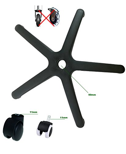 TUKA Base Silla Oficina 5 Radios, Nylon Base de Repuesto para Silla de Ordenador, para 11 mm Ruedas, Negro, TKD5101