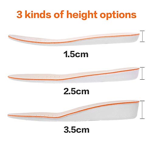 Tukistore Aumentar la Plantilla de Altura 1.5cm / 2.5cm / 3.5cm Transpirable Alta Completa Zapato Aumento de Almohadillas para Cojines Interiores Plantilla Invisible Tacones para Hombres Mujeres