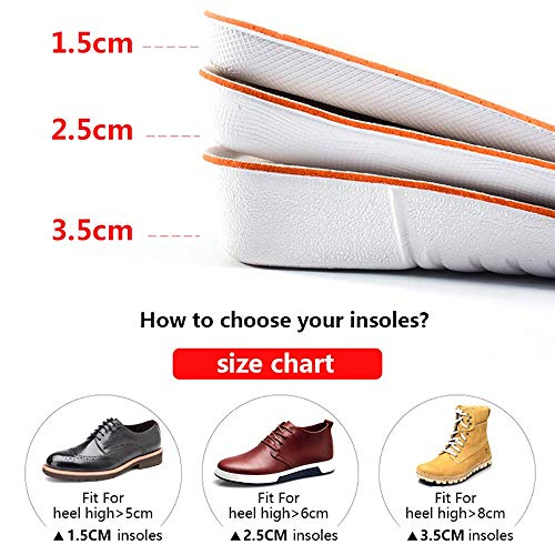 Tukistore Aumentar la Plantilla de Altura 1.5cm / 2.5cm / 3.5cm Transpirable Alta Completa Zapato Aumento de Almohadillas para Cojines Interiores Plantilla Invisible Tacones para Hombres Mujeres