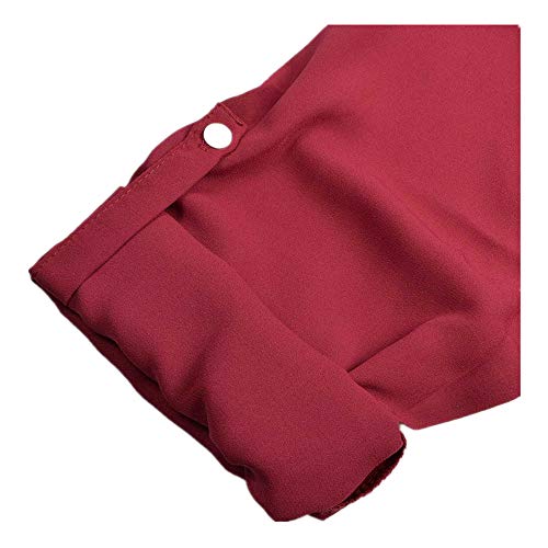Tuopuda Mujer Blusas y Camisa Cuello V Camisetas Cremallera Gasa Blusas Sueltas Camisas de Manga Larga Ajustable Tops