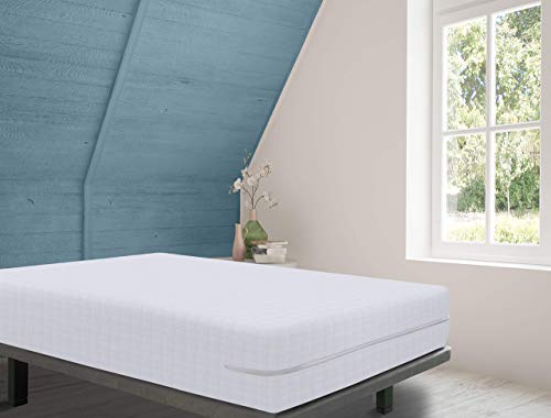 Tural – Funda de colchón elástica con Cremallera y Tejido con diseño damero. Rizo 100% Algodón. Talla 60x120