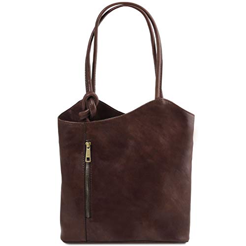 Tuscany Leather Patty Bolso de señora en Piel Convertible en Mochila Marrón Oscuro