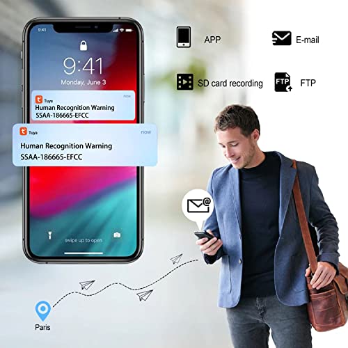 Tuya Smart App Wifi Cámara dome nivel vertical Girar IP Cámara Cámara de Seguridad de Vigilancia 1080P, Audio bidireccional, Alarma Email Vista a Distancia Sibosz