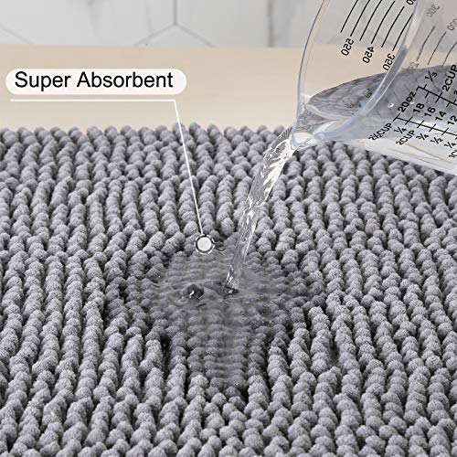 TWBEST Alfombra de baño, Alfombra Absorbente Antideslizante, Alfombra de baño de Microfibra esponjosa, alfombras de Ducha de Chenilla Suave Absorbente de Agua, Lavable a máquina