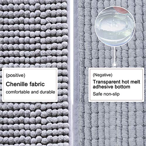 TWBEST Alfombra de baño, Alfombra Absorbente Antideslizante, Alfombra de baño de Microfibra esponjosa, alfombras de Ducha de Chenilla Suave Absorbente de Agua, Lavable a máquina