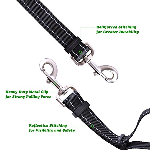 U-picks Plomo Doble para Perros, Separador de Correa Doble, Divisor sin enredos con manijas Acolchadas cómodas Caminar 2 Perros, Cables de Perro Reflectantes Ajustables para Perros medianos pequeños