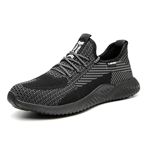 UCAYALI Zapatos de Seguridad con Punta de Acero para Hombre Zapatillas de Trabajo Puntera Reforzada Calzado de Protección Industria Construcción - Cómodos Ligeros y Antideslizantes(Negro, 43)