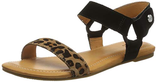 UGG Rynell Leopard, Sandalia Mujer, Negro Bronceado, 39 EU