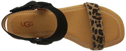 UGG Rynell Leopard, Sandalia Mujer, Negro Bronceado, 39 EU