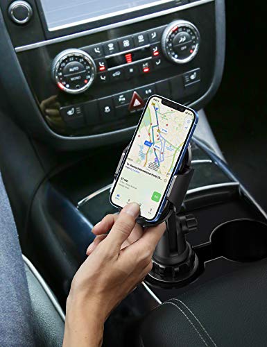 UGREEN Soporte Movil Coche Posavasos, Car Phone Holder Ajustable para Vaso, Soporte para Teléfono Móvil 360° Rotación Sujetavasos para Celular Compatible con iPhone 13 11, Galaxy S21, Xiaomi Redmi 10
