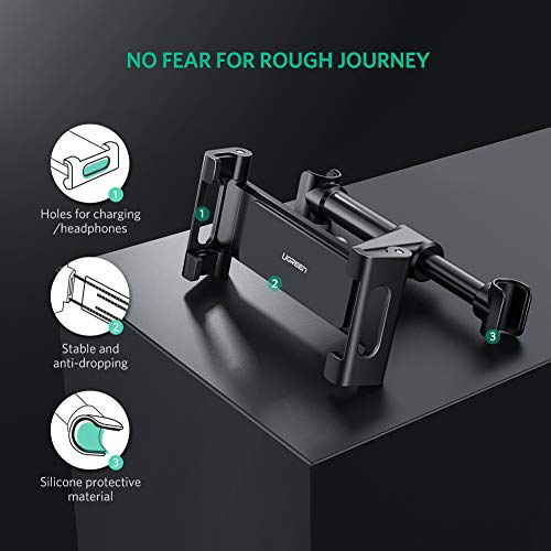 UGREEN Soporte Tablet Coche, Soporte Reposacabezas Movil Coche 360° Ajustable para 4.7-12.9" Pulgadas Tablet Móvil, Soporte Asiento Compatible con iPad Pro 2021, iPad Mini 6, iPhone 13, Galaxy Tab A