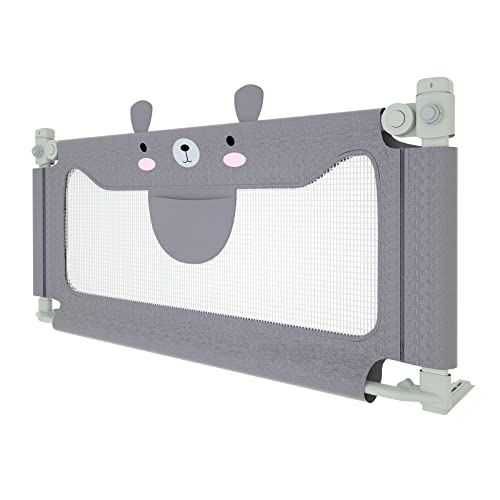 UISEBRT Barrera de cama para niños, 200 cm, protección contra caídas, altura ajustable, para cama familiar y cama infantil, color gris