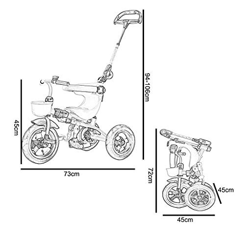 UKUOFL Upgrade Trike Trike, Rueda vacía de Titanio multifunción 3 en 1 Plegable con un botón, bebé de 1 a 6 años al Aire Libre, 2 Colores, X73x45cm Happy House