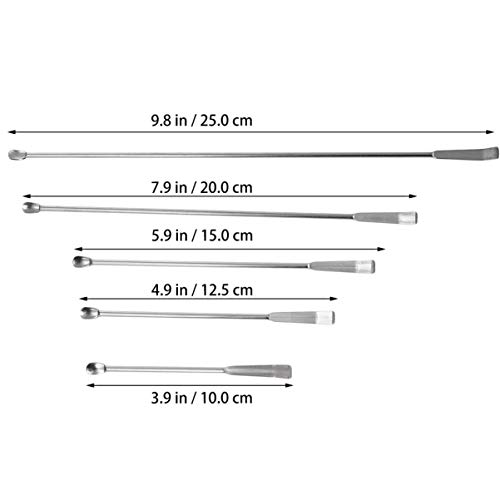 ULTECHNOVO 5 cucharas de acero inoxidable para espátulas de laboratorio con microcucharas medidoras de laboratorio, cucharas medidoras, farmacia, laboratorio