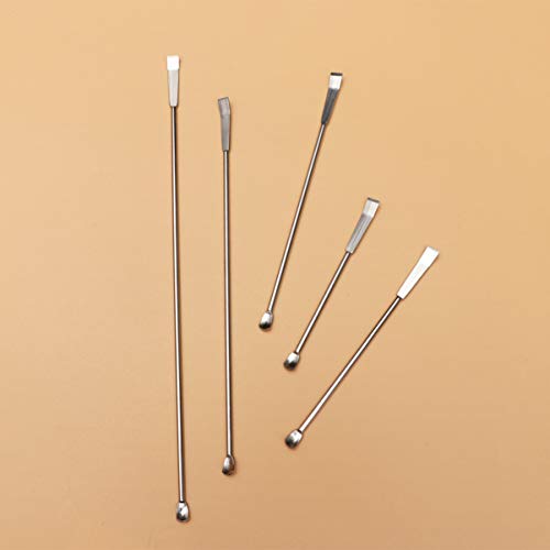 ULTECHNOVO 5 cucharas de acero inoxidable para espátulas de laboratorio con microcucharas medidoras de laboratorio, cucharas medidoras, farmacia, laboratorio
