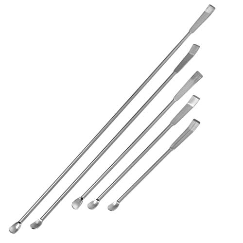 ULTECHNOVO 5 cucharas de acero inoxidable para espátulas de laboratorio con microcucharas medidoras de laboratorio, cucharas medidoras, farmacia, laboratorio