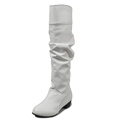 UMore Botas Altas Invierno Mujer, Botas de Nieve Caña Ancha Zapatos Mujer Cuña Planos Sintética Peluche Jinete Bajo Cómodos Peludas Calentitas 2021