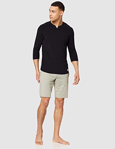 Under Armour Henley C Camisa de Dormir con Manga ¾, Hombre, Negro, XXL