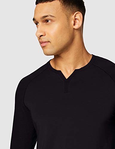 Under Armour Henley C Camisa de Dormir con Manga ¾, Hombre, Negro, XXL