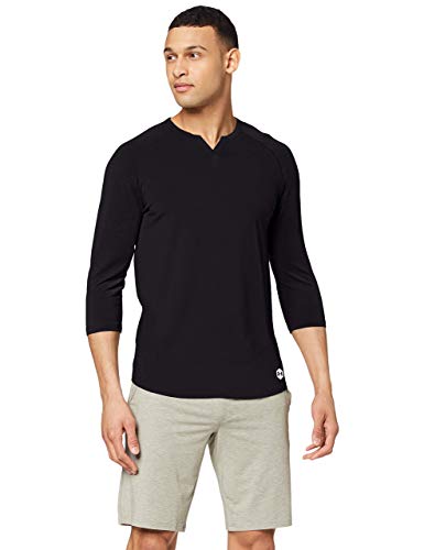 Under Armour Henley C Camisa de Dormir con Manga ¾, Hombre, Negro, XXL