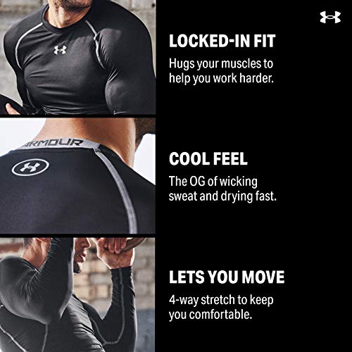 Under Armour UA Heatgear Long Sleeve Camiseta de Manga Larga, Hombre, Negro (Black/Steel), M
