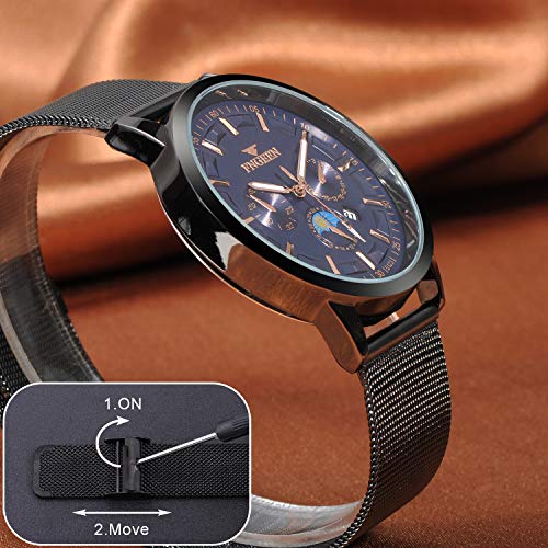 Unendlich U-Relojes para Hombre Impermeable Correa de Acero Inoxidable Analógico de Cuarzo Relojes de Pulsera Reloj de Negocios para Hombres Puntero Luminoso