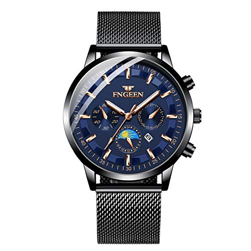 Unendlich U-Relojes para Hombre Impermeable Correa de Acero Inoxidable Analógico de Cuarzo Relojes de Pulsera Reloj de Negocios para Hombres Puntero Luminoso