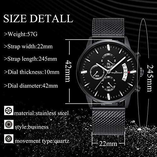 Unendlich U-Relojes para Hombre Impermeable Cronógrafo Correa de Acero Inoxidable Analógico de Cuarzo Relojes de Pulsera Reloj de Negocios para Hombres Puntero Luminoso