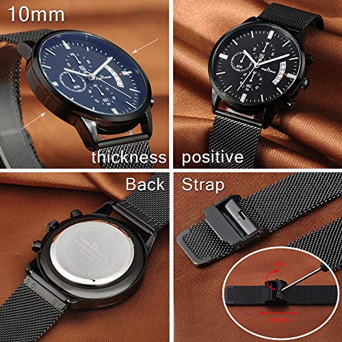 Unendlich U-Relojes para Hombre Impermeable Cronógrafo Correa de Acero Inoxidable Analógico de Cuarzo Relojes de Pulsera Reloj de Negocios para Hombres Puntero Luminoso