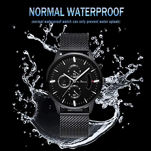 Unendlich U-Relojes para Hombre Impermeable Cronógrafo Correa de Acero Inoxidable Analógico de Cuarzo Relojes de Pulsera Reloj de Negocios para Hombres Puntero Luminoso