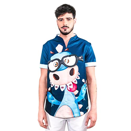 Uniforme Sanitario Hombre Ropa Trabajo Pijama Medico Casaca Enfermero Estetica Peluqueria Veterinaria Hospital Limpieza y Empleado Hogar Antilejía y No Destiñe - Casaca Dino Hombre L