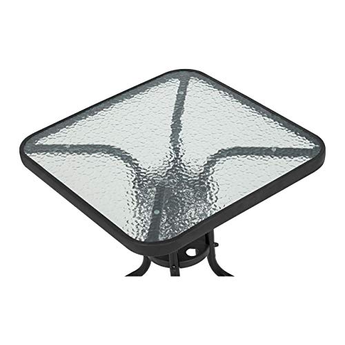Uniprodo Mesa De Jardín Terraza Balcón Uni_Table_02 (Altura: 70 cm, 60x60 cm, Lámina de Vidrio Templado, Color Negro)