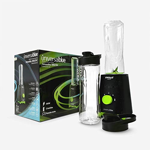 UNIVERSAL BLUE Batidora de Vaso Individual | 300W Portátil con 2 Botellas de Tritán | Sin BPA | Licuadora Smoothies, Frutas y Verduras