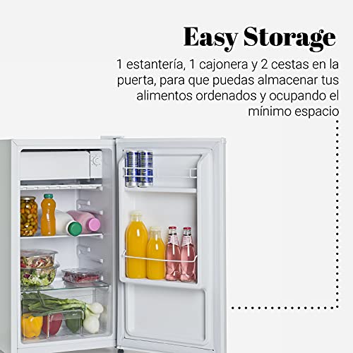 UNIVERSALBLUE Mini Frigorífico | Nevera Pequeña 84L | Bajo Encimera | Puerta Reversible | Minibar