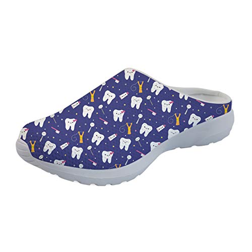 UOIMAG, Bonitos Zapatos de Enfermera con Dientes, Regalo para Mujer, Zapatillas de Enfermera, Zapatos sin Cordones para Enfermera, Sandalias, Zapatos Suaves para Caminar 36EU