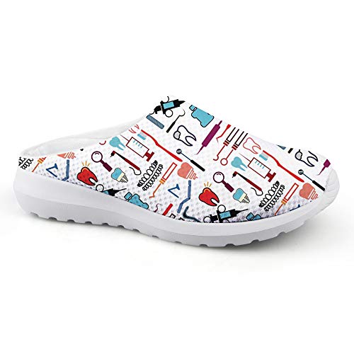 UOIMAG, Zapatos de Enfermera con Dientes, Regalo para Mujer, Zapatos sin Cordones para Enfermera, Sandalias Informales para el hogar, Zapatillas de Enfermera 41EU