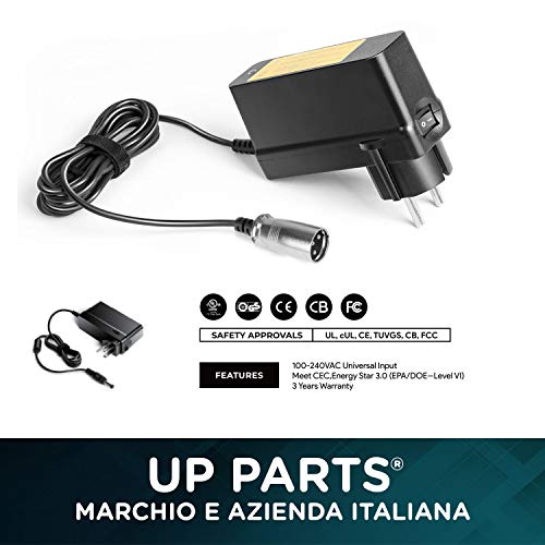 Up Parts® - Fuente de alimentación para bicicleta eléctrica de 36 W, 24 V, 1,5 A, conector de 3 pines, para rascal 140 F, Rascal 140T, Rascal EM115, con botón de encendido