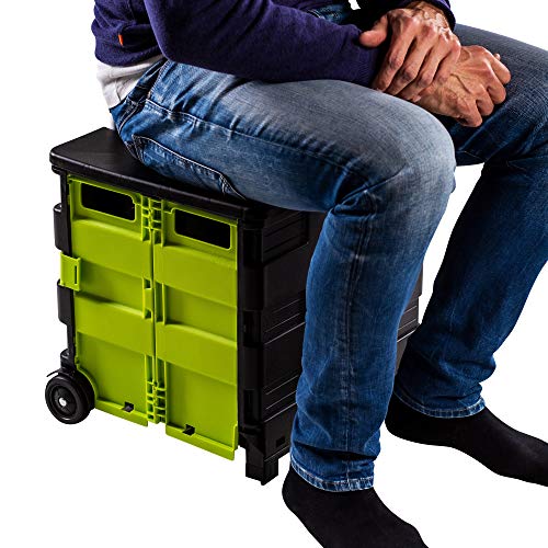 UPP Carrito de Compras con Tapa I Carro de Compras Plegable, con Asiento y Gran Volumen (50L, 42 x 40 x 38cm, Largo del Mango: 98.5cm, Carga hasta 80kg. Plegado: 45 x 46 x 8 cm)