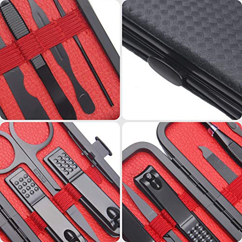 URAQT Juego de Manicura, Set de 7 Piezas Profesional Cortaúñas, Acero Inoxidable Grooming Kit para Manicura y Pedicura Limpiador Cutícula con Caja