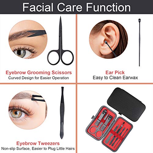 URAQT Juego de Manicura, Set de 7 Piezas Profesional Cortaúñas, Acero Inoxidable Grooming Kit para Manicura y Pedicura Limpiador Cutícula con Caja