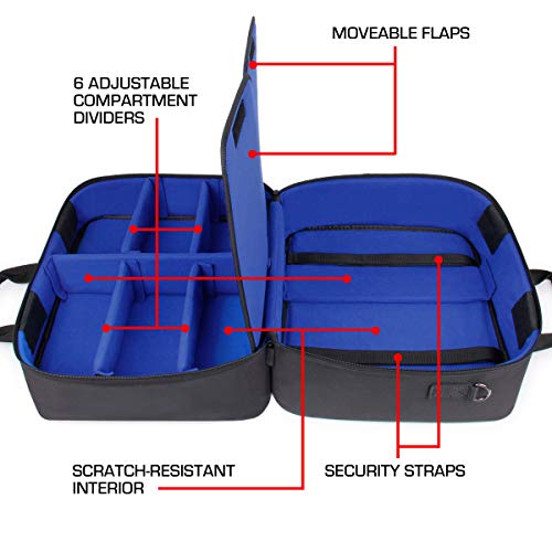 USA GEAR PS5 Case - Funda De Consola Compatible con Playstation 5 Y PS5 Edición Digital con Interior Personalizable para Controlador De Playstation, Juegos, Auriculares Gaming Y Accesorios (Azul)
