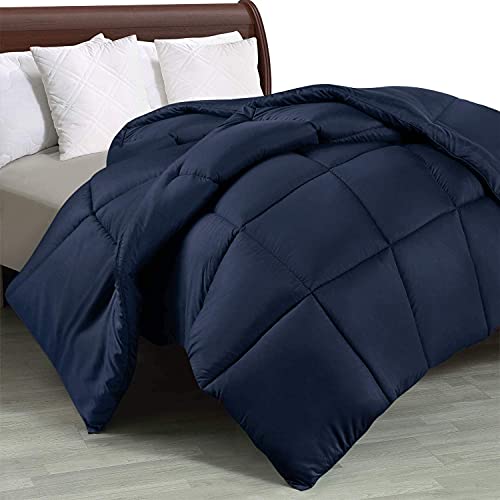 Utopia Bedding Edredón de Fibra 155x220 cm, Fibra Hueca siliconada, 1260 gramo (Azul Marino, Cama 80/90 - (155 x 220 cm)